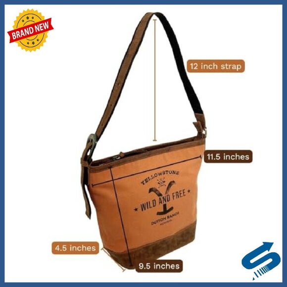 Western Shoulder Bag Upcycled Canvas Leather Base 11.5x9.5x4.5 - Picture 3 of 8